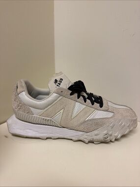 New Balance X STAUD Cream & Black Suede Mesh Sneaker